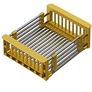 Teleskop-Abtropfkorb aus Stahl – Gold